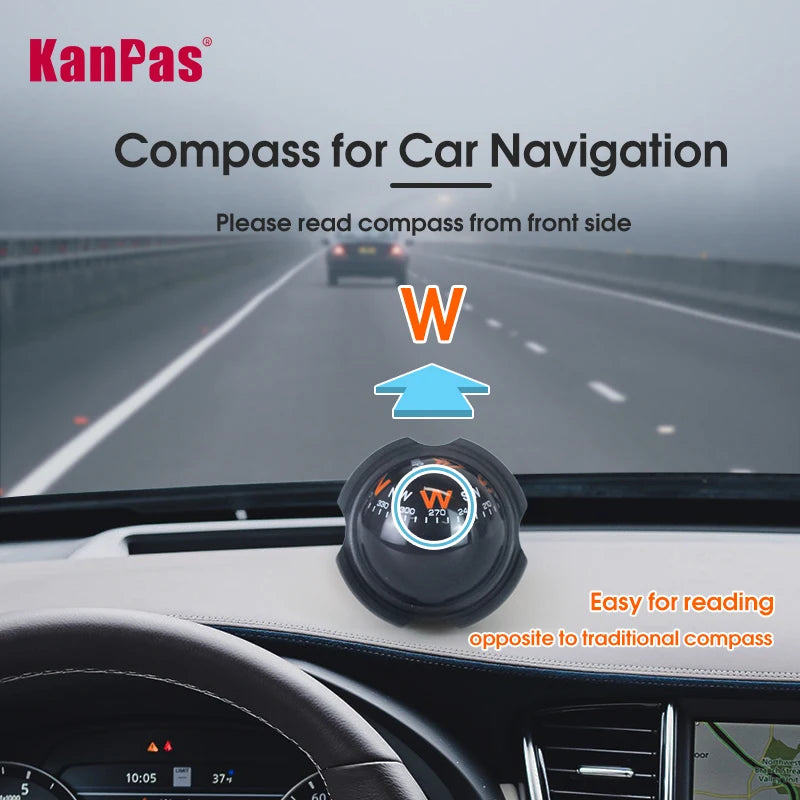 KANPAS Compass for Car/Small Dashboard Compass/Compass for Boat/No Leaking Compass/Double Dial/Luminous