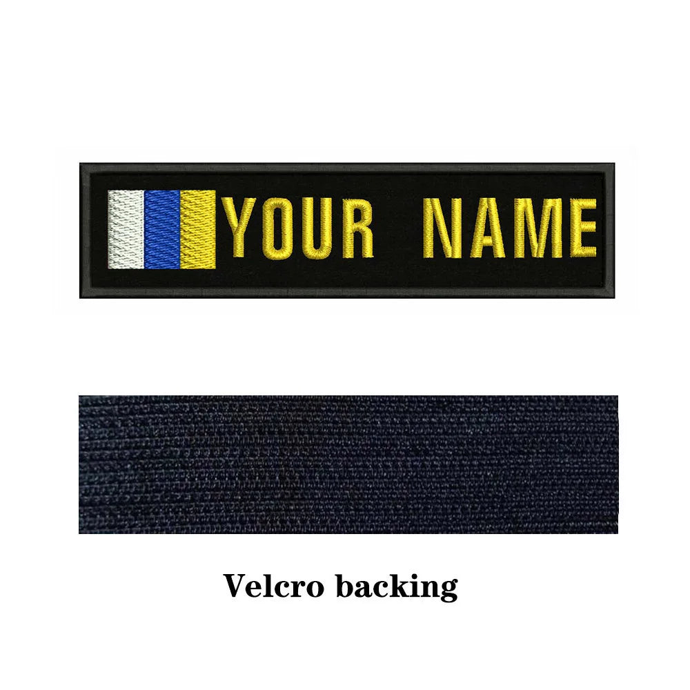 Canary Islands Flag 10X2.5cm Embroidery Custom Name Text Patch Stripes Badge Iron On Or  Patches