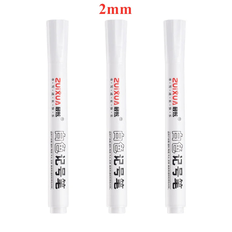 1/3/5 Pcs White Marker Pens 1.0mm 2.0mm Fast Drying Permanent Oily Waterproof Paint Tire Markers Graffiti Pens