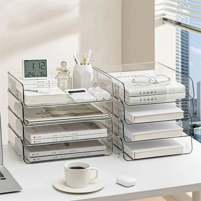 Multi-Purpose Desktop Organizer with Stackable Design, Sturdy Storage Box for A4 Files & Stationery