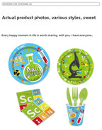 Chemistry Experiment Learning Science Theme Tableware Disposable Paper Cups Paper Plates Birthday Party Set Decoration Supplies