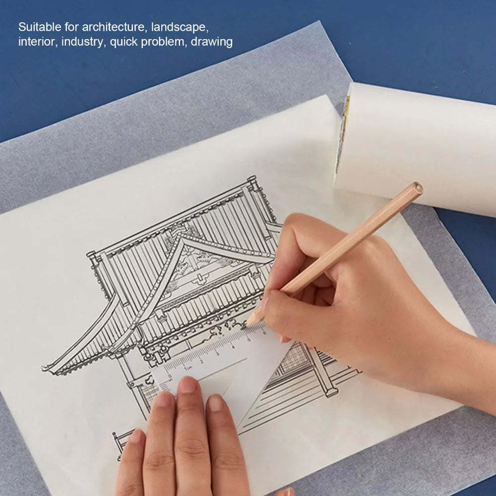 White Tracing Paper Roll 23m Light Permeable Transparency Pattern Paper Smooth Drafting Paper Draft Design Work