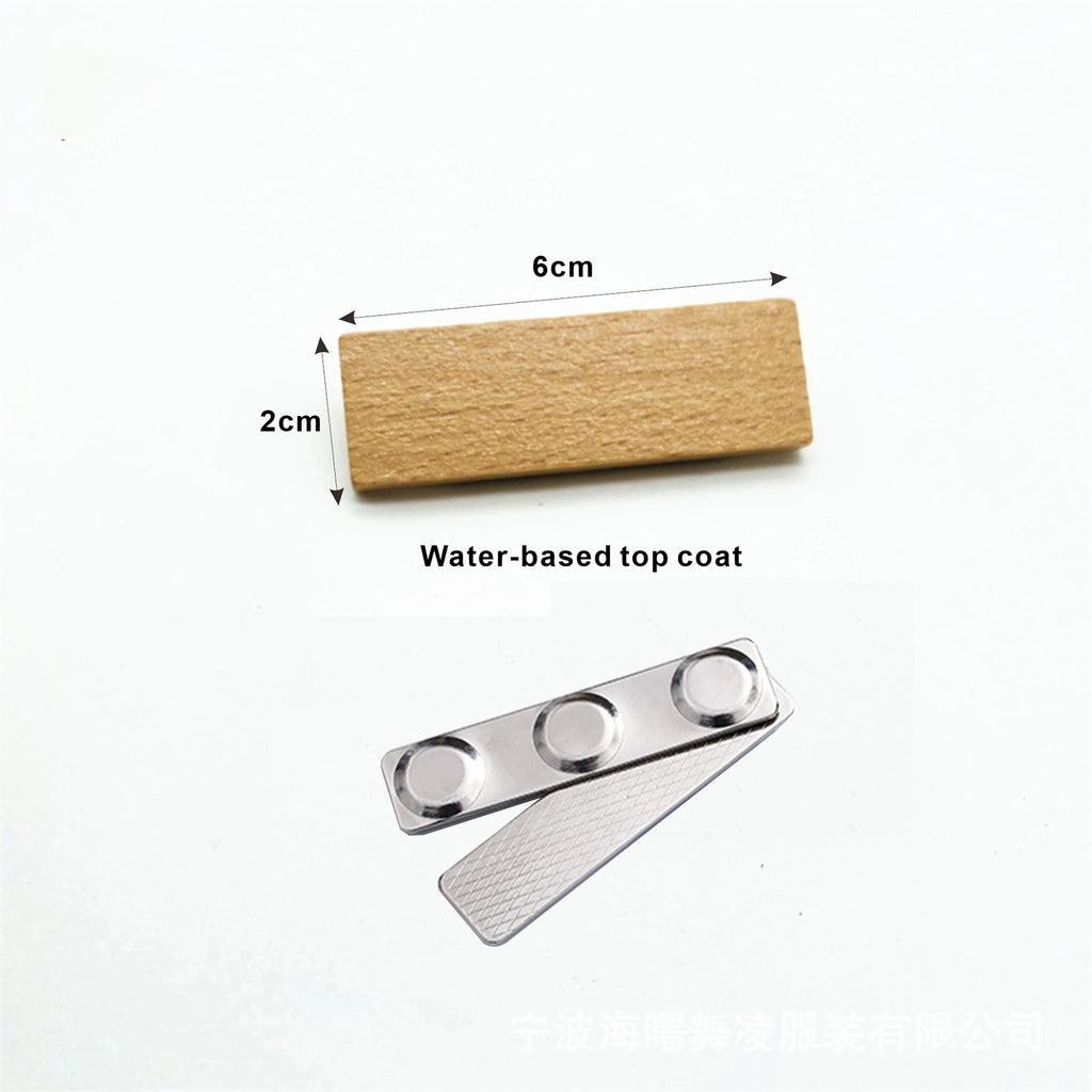 6*2/6.5*2.5 Custom Wooden Name Tag Badges  Personalized Engraved Identification with Pin or Magnetic Backing Plates for Business