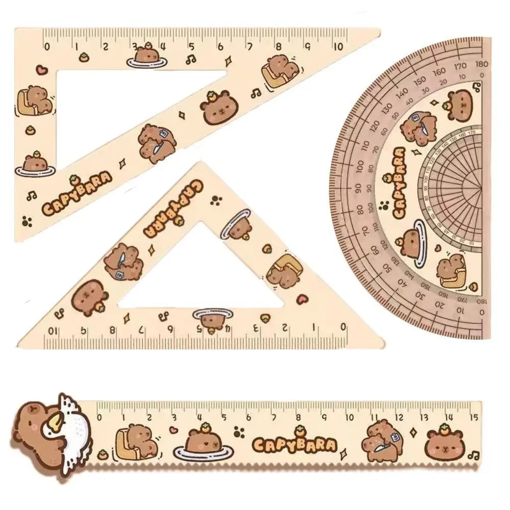 Capybara 4PCS Ruler/Protractor/Set Square Measure Tool Students Geometry Maths Drawing Stationery School Office Supplies