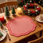 4PCS Cotton Napkins With Wavy Edge Embroidery Suitable for Dinner Wedding Hotel Christmas