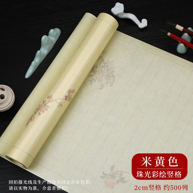 Sumi Art Wax Dye Pearlescent Ink Colorful Half Ripe Rice Paper Xuan Paper Scroll Multicolor Brush Calligraphy Creation Work Roll