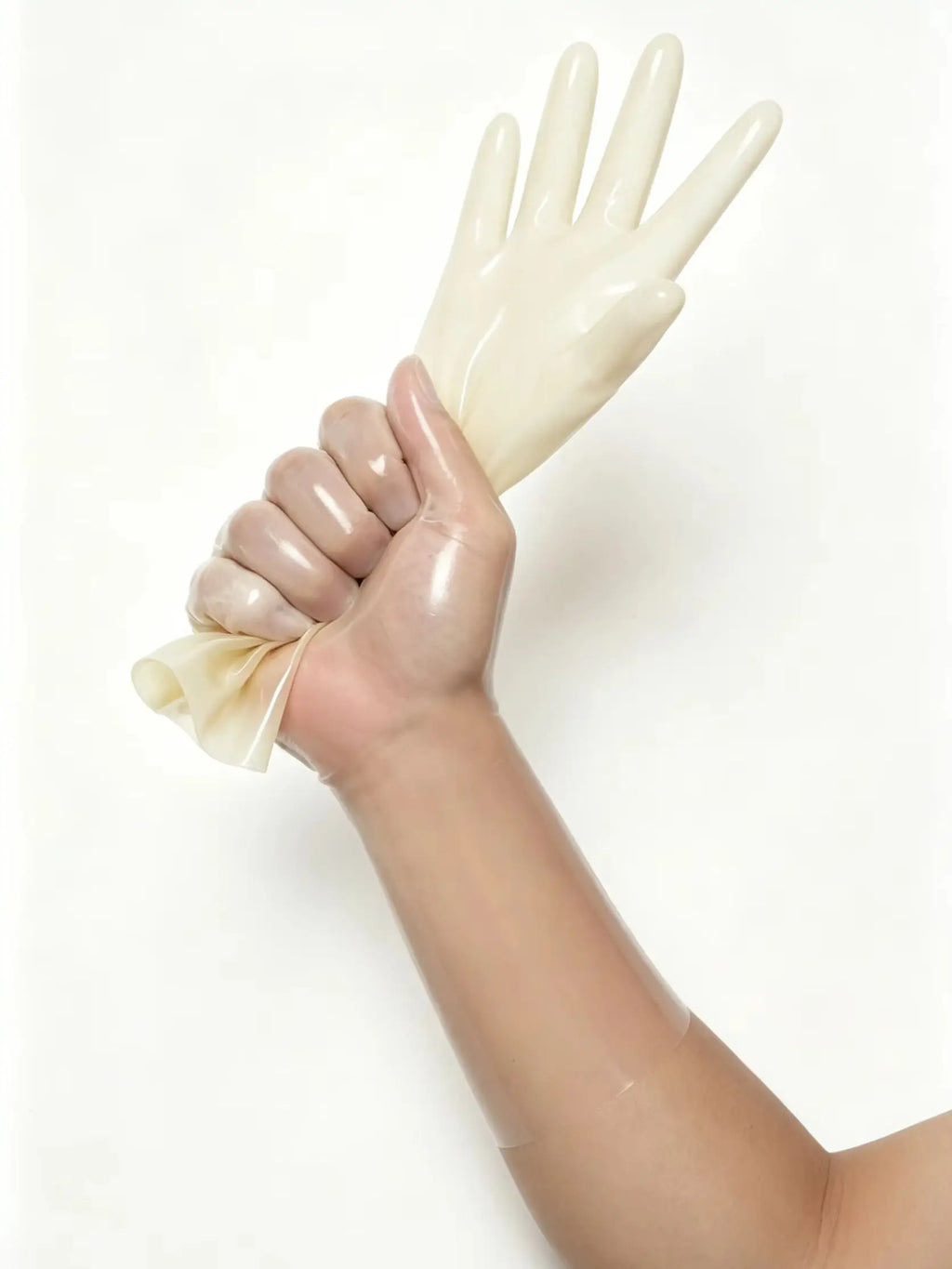 Transparent Tone Latex Short Gloves Stretchy Natural Rubber Full Finger Gloves