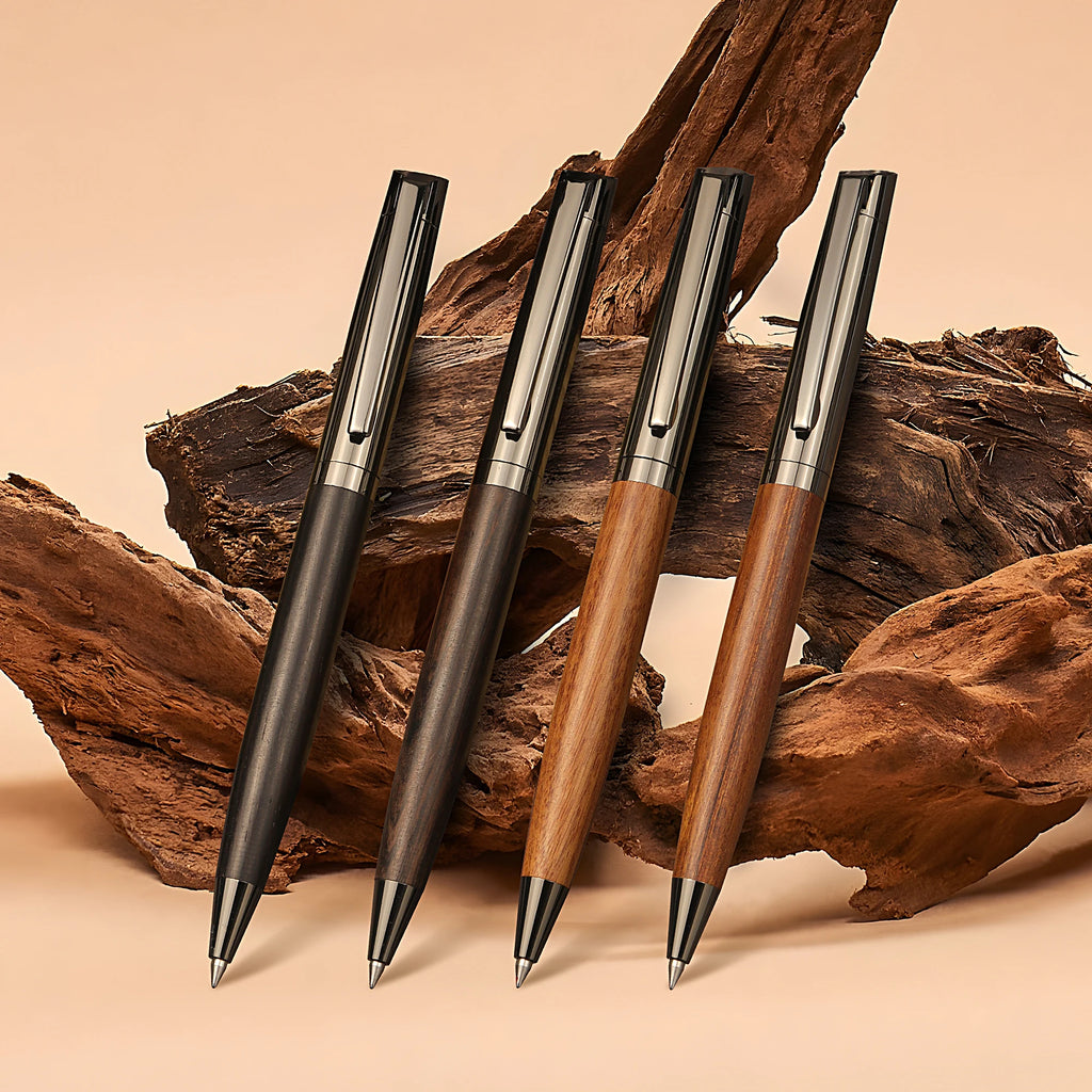 High-grade Ballpoint Pen with Metal & Wood Spliced Barrel, Smooth Writing, Minimalist Elegant Design, Black Ink, Ideal for Business Office Use