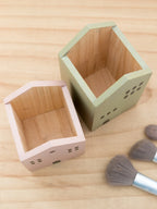Cartoon House Wooden Pen Holder Pencil Container Makeup Brush Stationery Storage Box Student/ Office Desktop Storage Organiser