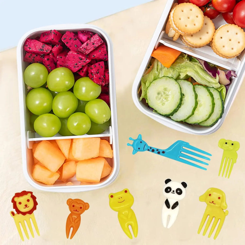 Mini fruit forks toothpicks skewer set for kids children plastic animal food picks for bento Lunch box decorating accessories