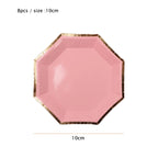10cm Mini Plate Party Paper Plates Disposable Tableware Birthday Party wedding Decor kids Party Supplies Pink Small Plates 8pcs