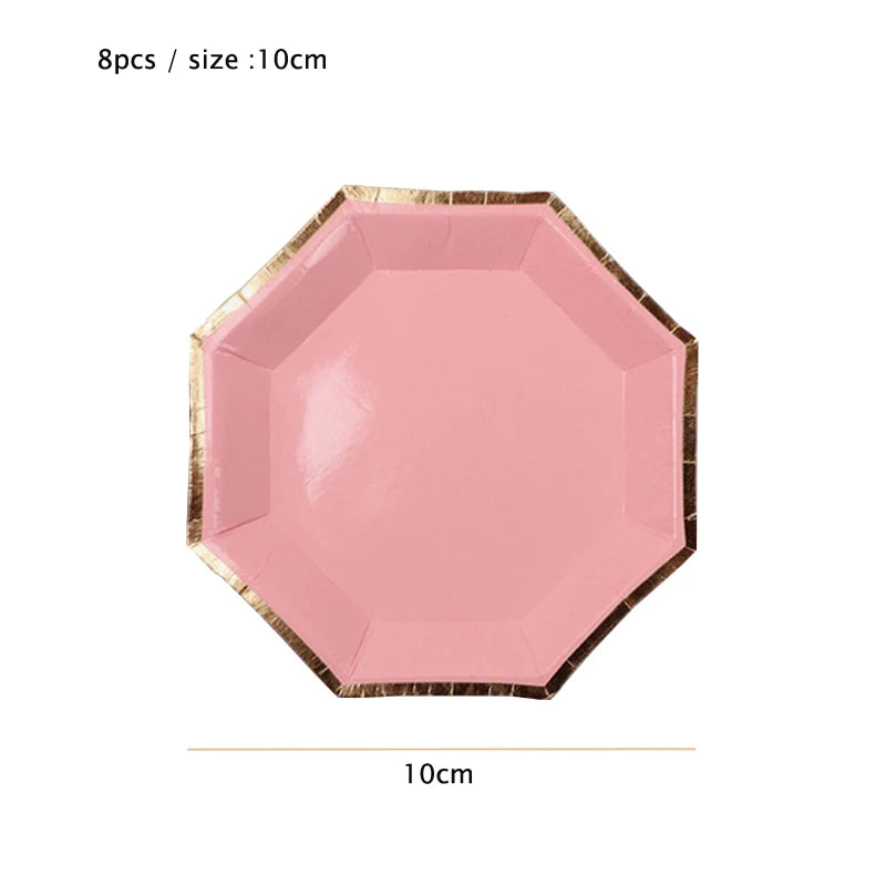 10cm Mini Plate Party Paper Plates Disposable Tableware Birthday Party wedding Decor kids Party Supplies Pink Small Plates 8pcs