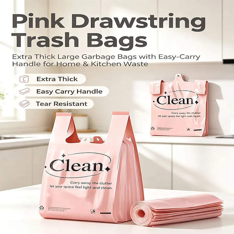 200pcs Heavy Duty Vest Trash Bags with Handles, Thick Disposable Plastic Garbage Bags for Home Bathroom & Kitchen