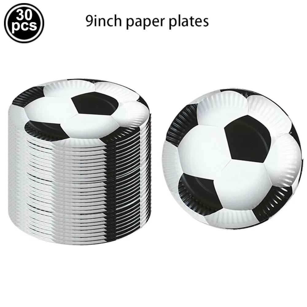 Soccer Party Disposable Tableware Paper Plates Cups Napkins Tablecloth Soccer Birthday Party Decoration