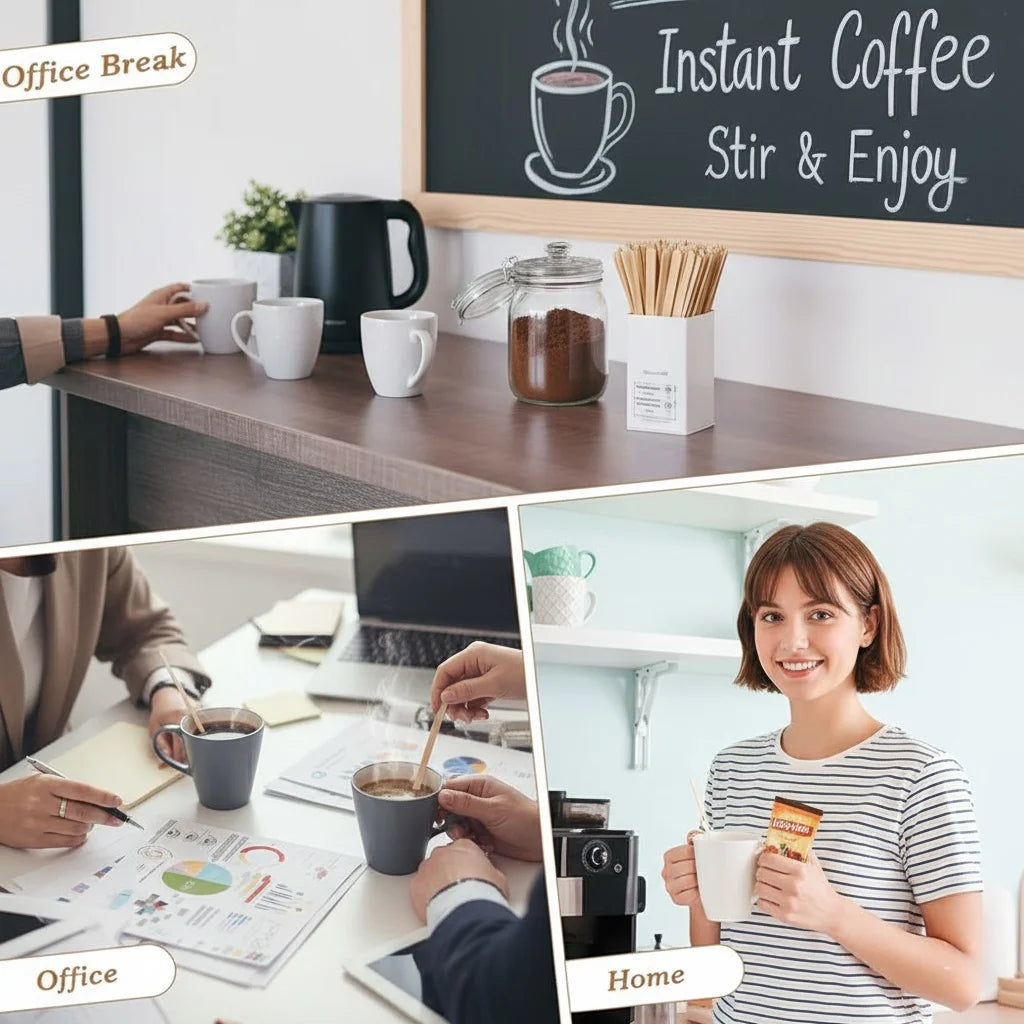 50pcs Wooden Coffee Stir Sticks - High-quality Disposable Beverage Stirrers, Suitable for Coffee, Tea, and Cocktails.