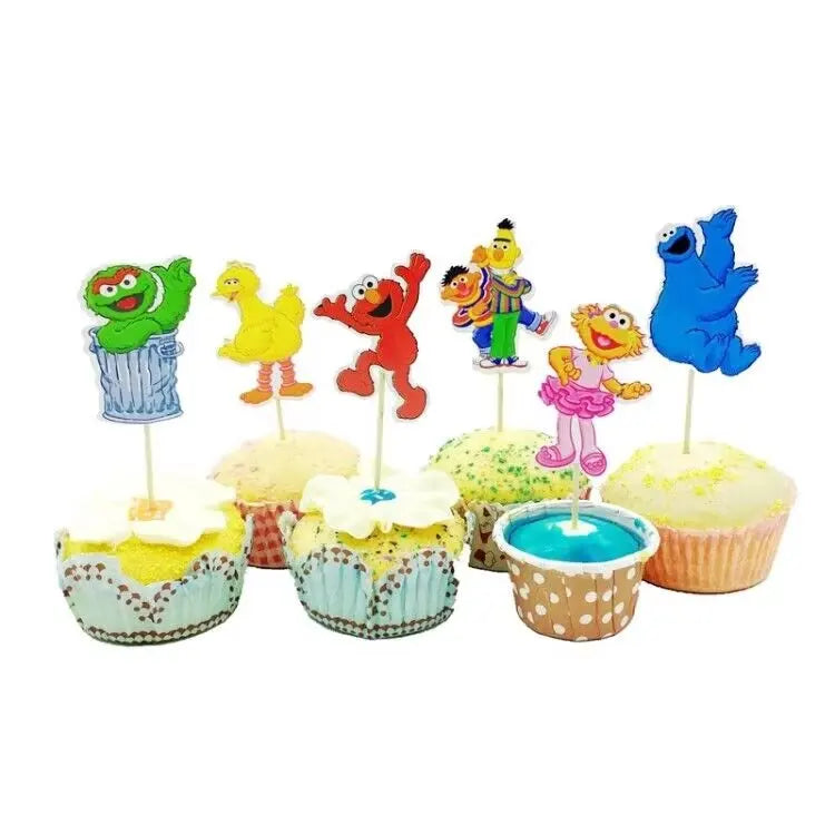 Cartoon SEsame-Streets Birthday Party Set Supplies Kids Disposable Tableware Balloon Cake Topper Banner Plates Decoration