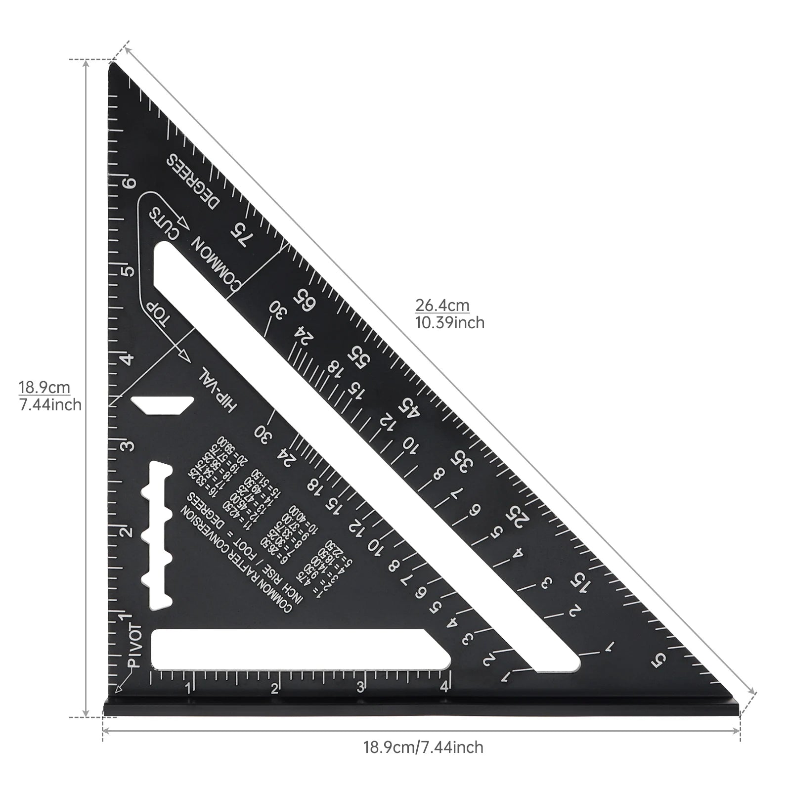 Metric & Imperial Scales Aluminum Alloy Angle Triangle Ruler 45cm T Square Acrylic Ruler Measuring Tool Set for Carpentry