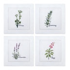 New Embroidered Herb Cocktail Napkin, Pure Linen, Lavender, Rosemary, Mint，Sage，Natural, Elegant, Tea Napkin, 15x15cm,