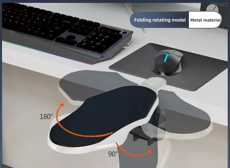Computer Desk Arm Rest Pad Foldable Ergonomic Wrist Rest Support for Keyboard Armrest Extender Rotating Mouse Pad Holder Rack
