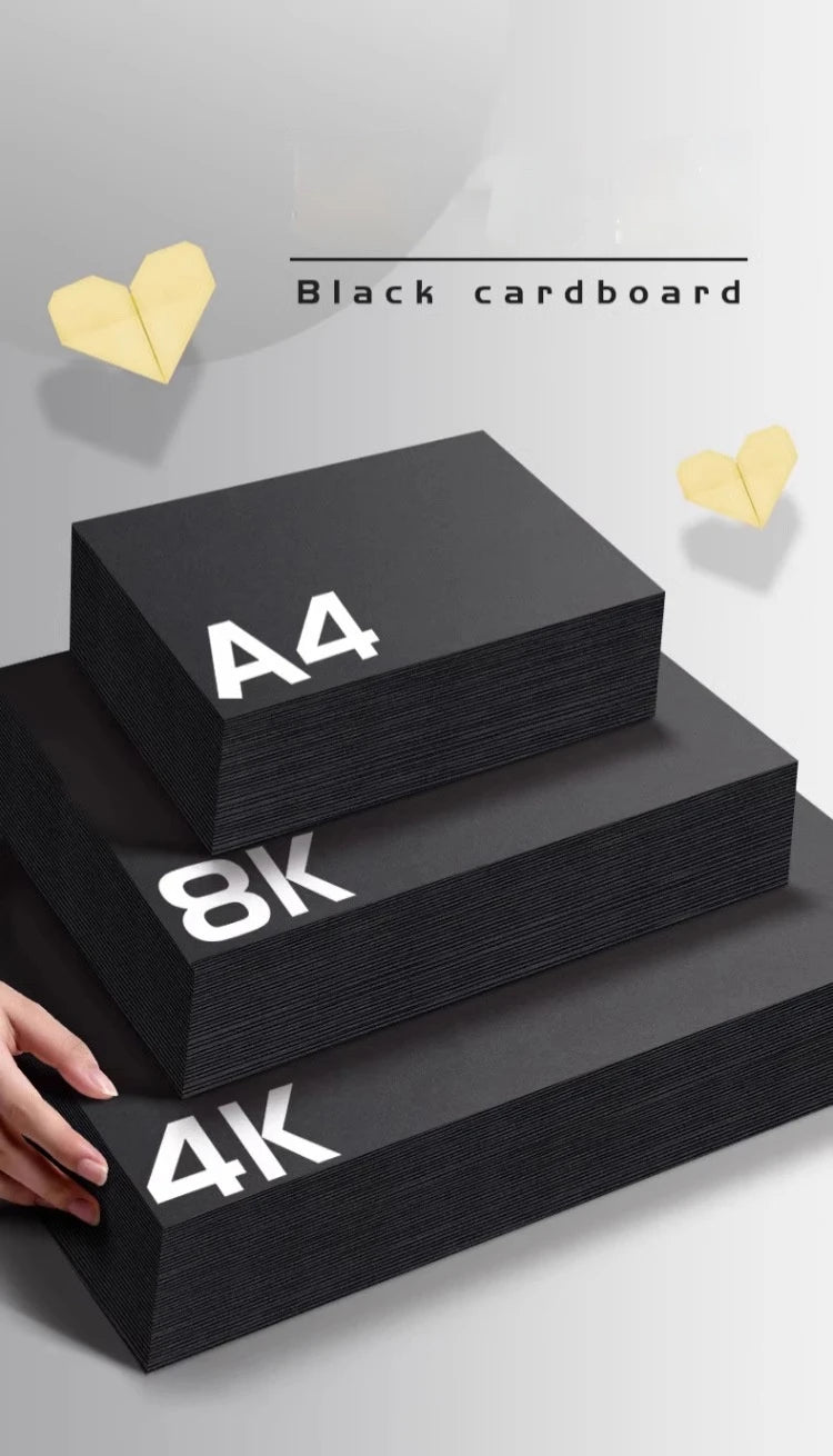 20-100 Sheets Black Paper for Drawing Diy Crafts Decorative Packaging 180/230/300gsm/m² Thickened Paper Cardboard Sketch Pad