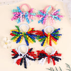2Pcs Trendy Firework Hair Ties Rainbow Curly Ribbon Elastic Rubber Bands For Girls Kids Cute Hair Ropes Daily Hair Accessories