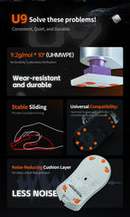 X-Raypad Titanium U9 Durable Mouse Skates for Universal Dot — Durable. Quiet. Control for Premium Gaming