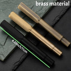 1Pc Brass Fountain Pen, 0.5mm Nib, Heavy Metal Feel, for Business and Office Use, Rotating Cap, Mini Short Style, Includes Ink Absorber, 2.6mm Caliber, for Students/Office, Holiday Gifts, Valentine's Day, Back-To-School Seaso