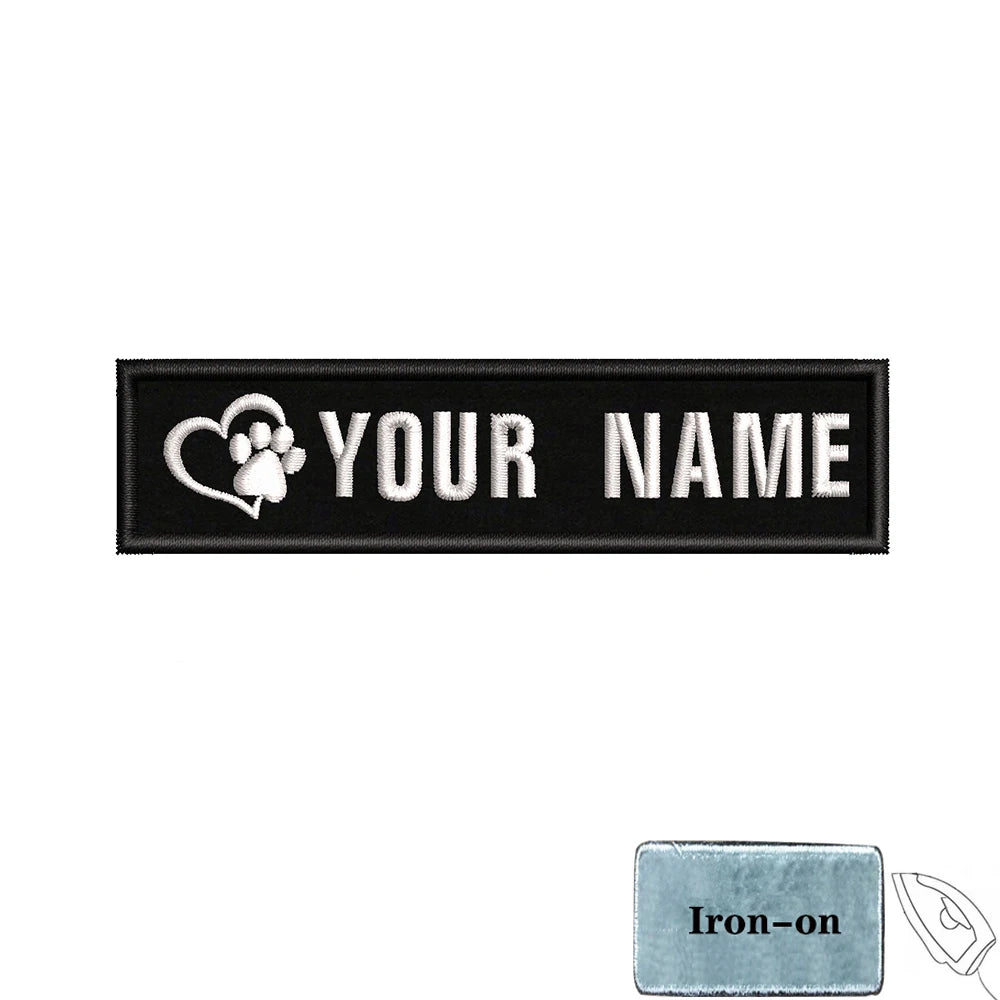 1PC 10cmX2.5cm Custom Name number Patch Badge tags Stripes Iron On Or Hook Loop dog paw dog footprints skull Punisher Telephone