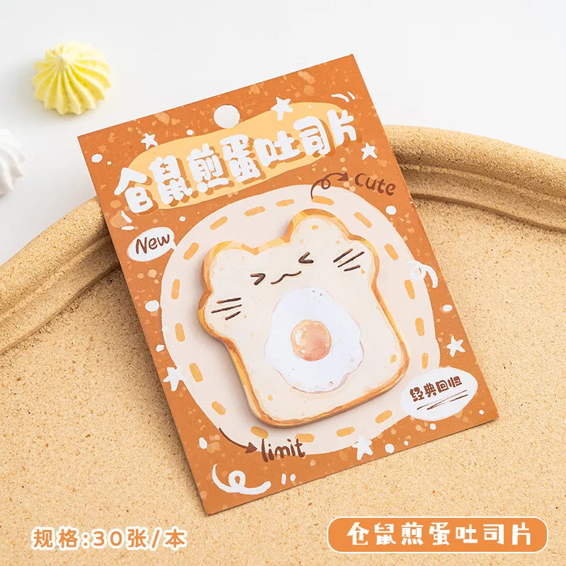 Creative Bread Sticky Notes Cute Cartoon Memo Pad Unique Design Note Paper Kawaii  Dessert Cuisine DIY