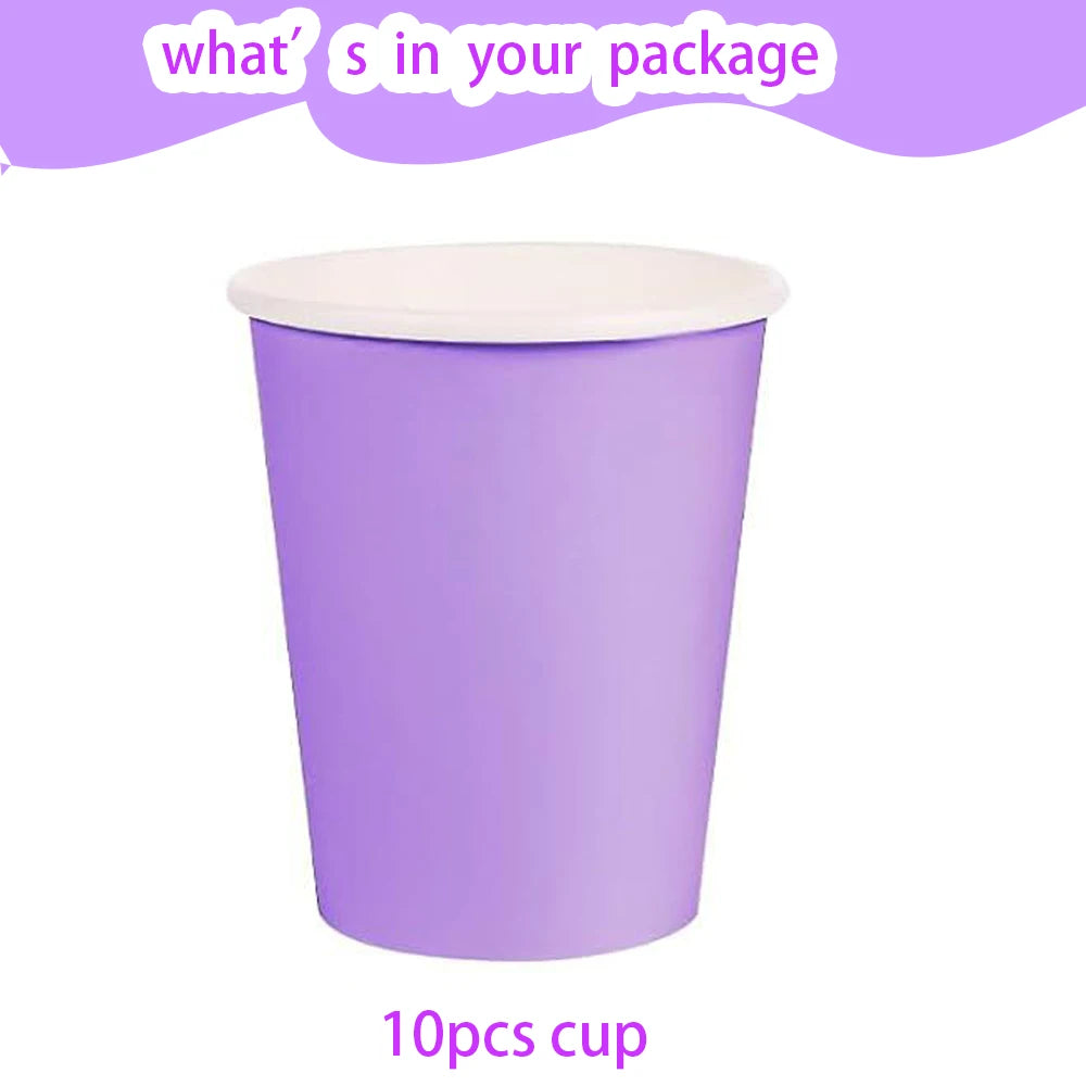 Light Purple Birthday Party Supplies Lavender Paper Cup Plate Napkin Tablecloth for Kids Birthday Wedding Baby Shower Decor