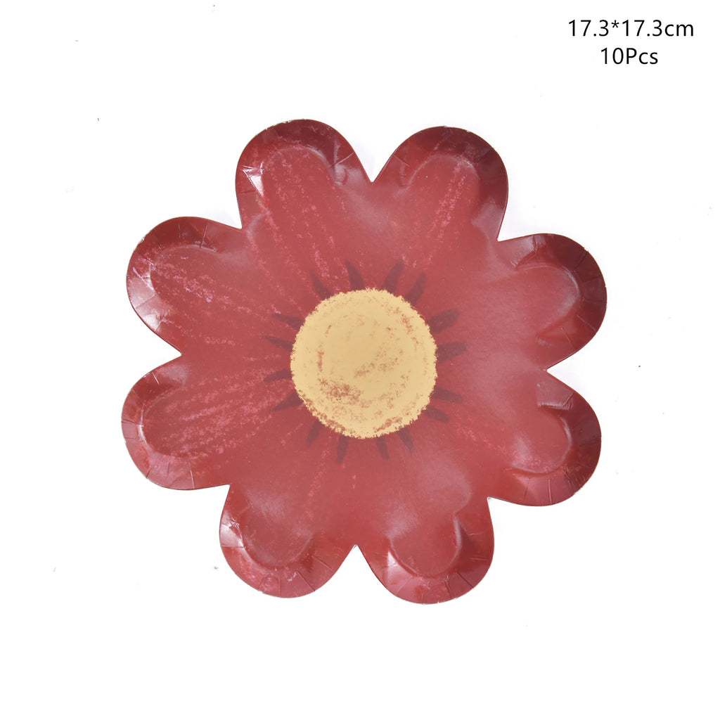 Disposable Daisy Paper Plate Flower Meal Plate Picnic Cake Plates Birthday Theme Party Decoration