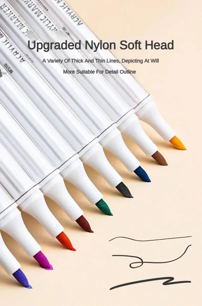 Languo 9/144 Colors Acrylic Paint Art Marker Pen DIY Painting Drawing Card Ceramic Stone Mug Glass Fabric Clothes Art Supplies