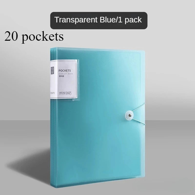 A4 Information Book Folder Transparent Centerfold Certificate Paper Storage Bag Student Album Collection Book Desk Organizer