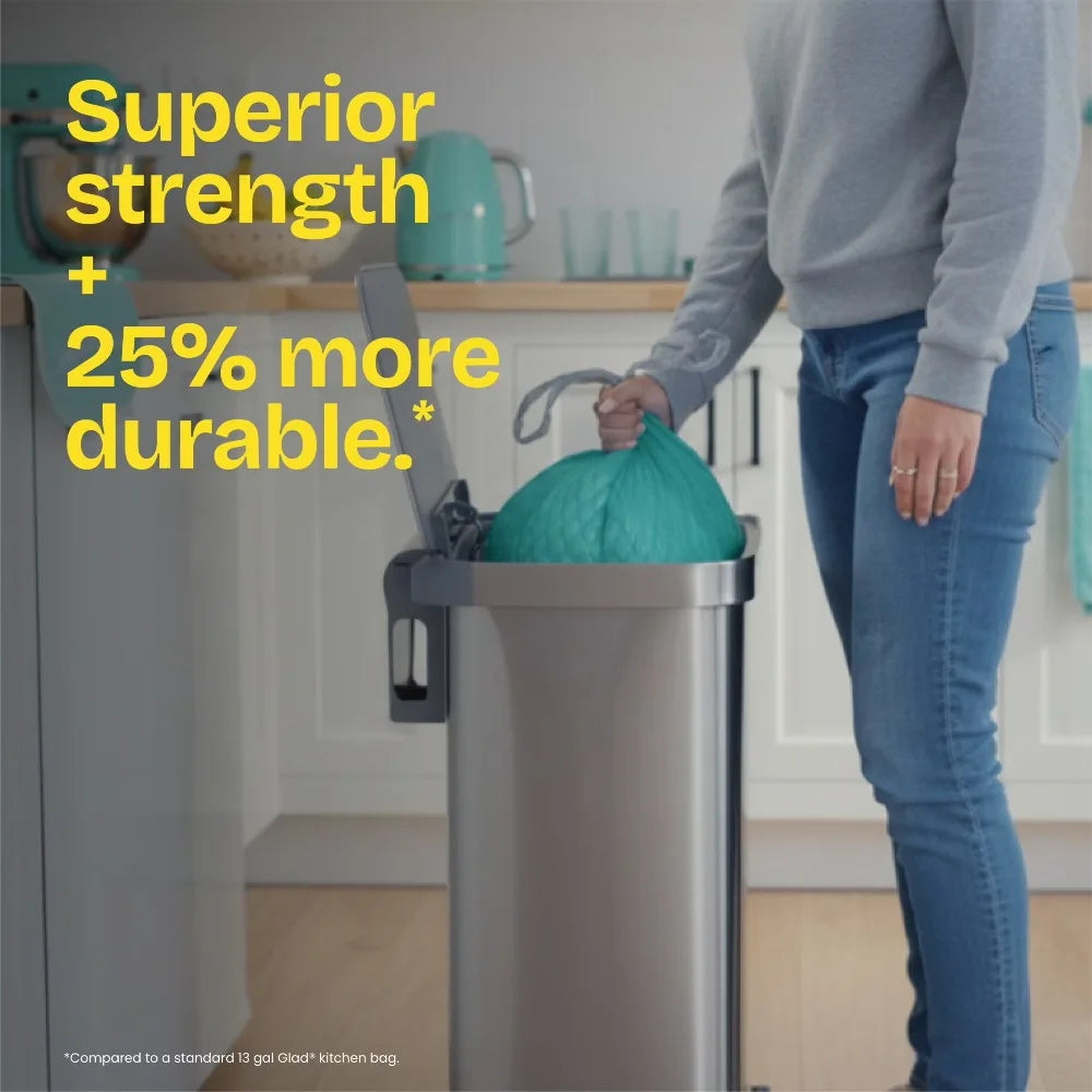 13 Gallon Tall Kitchen Drawstring Trash Bags 20 Count Strong and Flexible for Waste Disposal