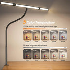 3/2/1-head Eye Caring Architect Lamp with Clamp Computer Monitor Flexible Gooseneck Colour-adjustable Table Lamp for Home Office