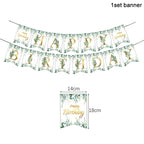 Green Eucalyptus Leaf Disposable Tableware Paper Plate Cup Napkin Banner Kids Adult Happy Birthday Birthday Party Decor Supplies