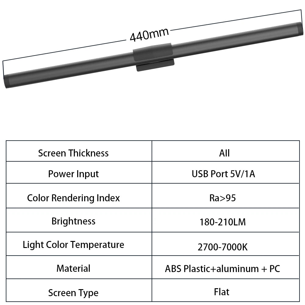 Wiscolor Computer Monitor LED Screen Hanging Light Bar Remote Control Stepless Dimming Eyescare USB Lightbar Reading Desk Lamp
