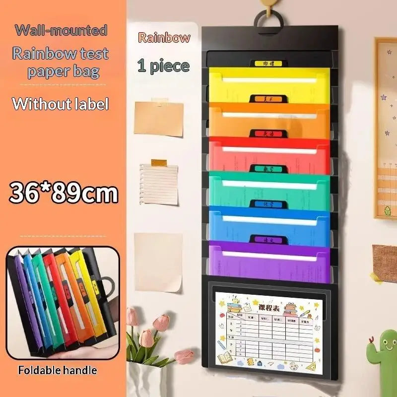 New! File Organizer Folder Hanging Long Size Bond Paper Wall-Mounted Rainbow Classification Large Capacity Office Folder