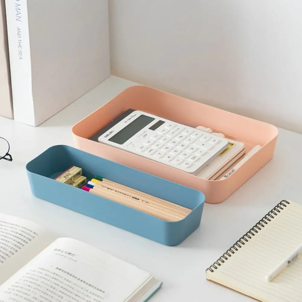 Plastic Desktop Storage Box Stackable Large Capacity Drawer Divider Storage Box Solid Color Documents File Organizer Home Office