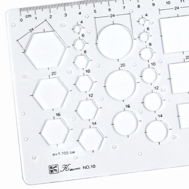 Transparent drawing size square square ruler hexagonal triangle ruler drawing design ruler scale line