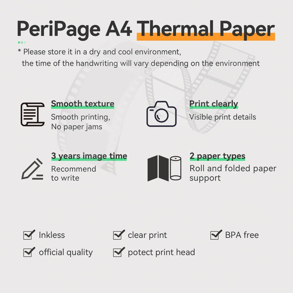 A4 Thermal Paper Printer Paper for A4 Portable Printer,For M08F-Letter, M08F M832,M833, M834,M835, 8.27"×11.69” Size, 100 sheets