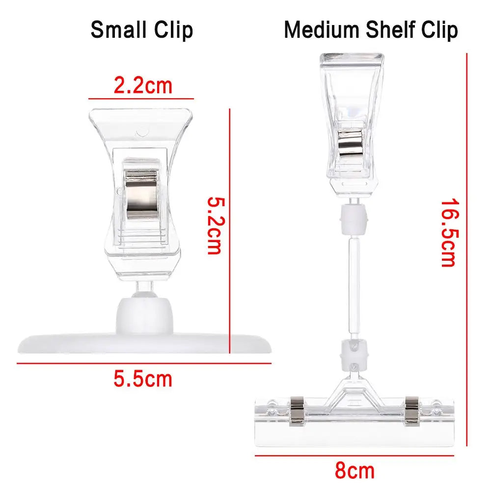 Transparent Clip Plastic Double Clip Adjustable Sign Card Display Holder Advertising Folder Clamp Office School Binding Supplies