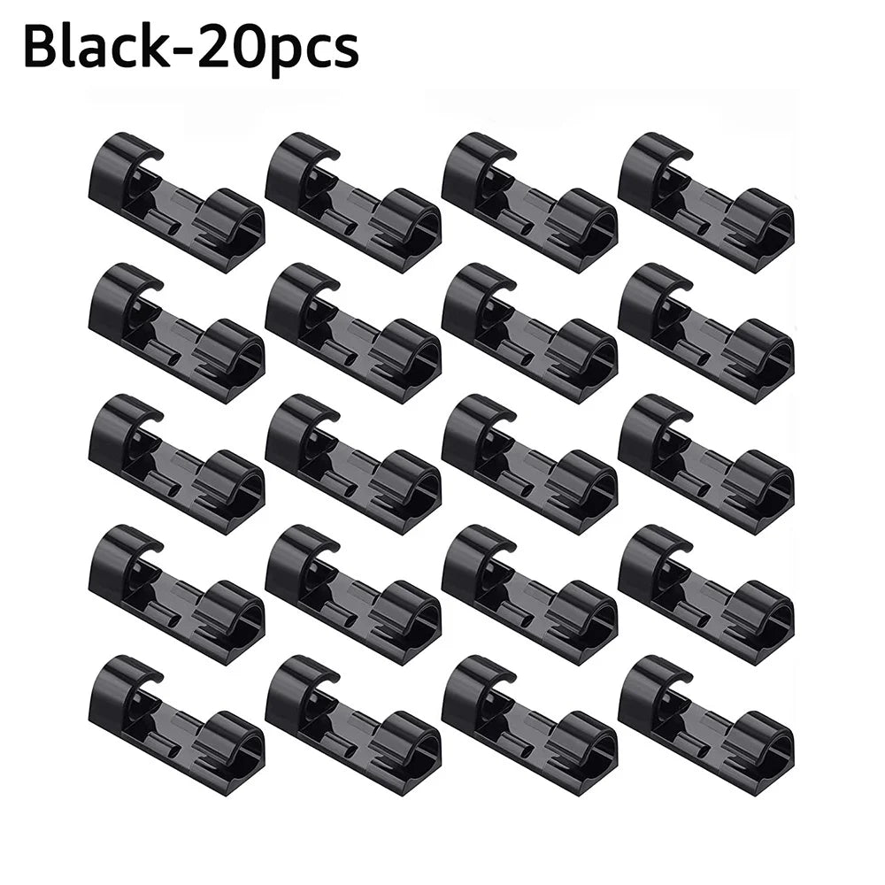 5/20PCS Adhesive Cable Clips Organizer Clips USB Wire Winder Holder Desk Cord Management For Earphone Mouse Cable in Home Office