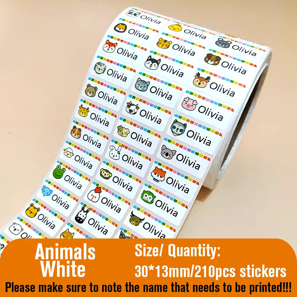 210pcs Custom Waterproof Name Tag Sticker Kawaii Stationery Stickers Decals Personalized First Name Label for Children School