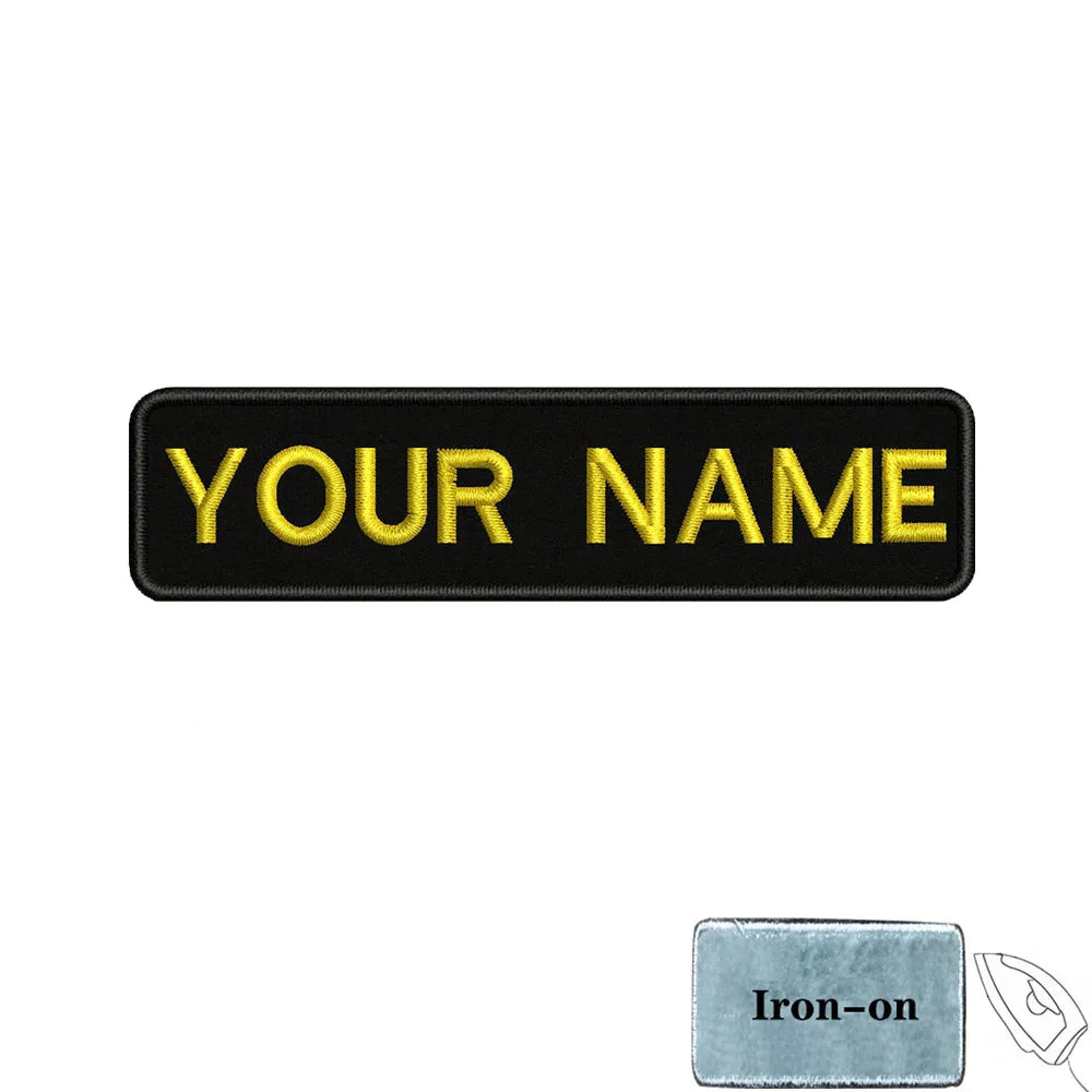 1PC 10cmX2.5cm Custom Personalized Name number Patch Stripes Badge tags chevrons Armband Iron On Or Hook Loop embroidered