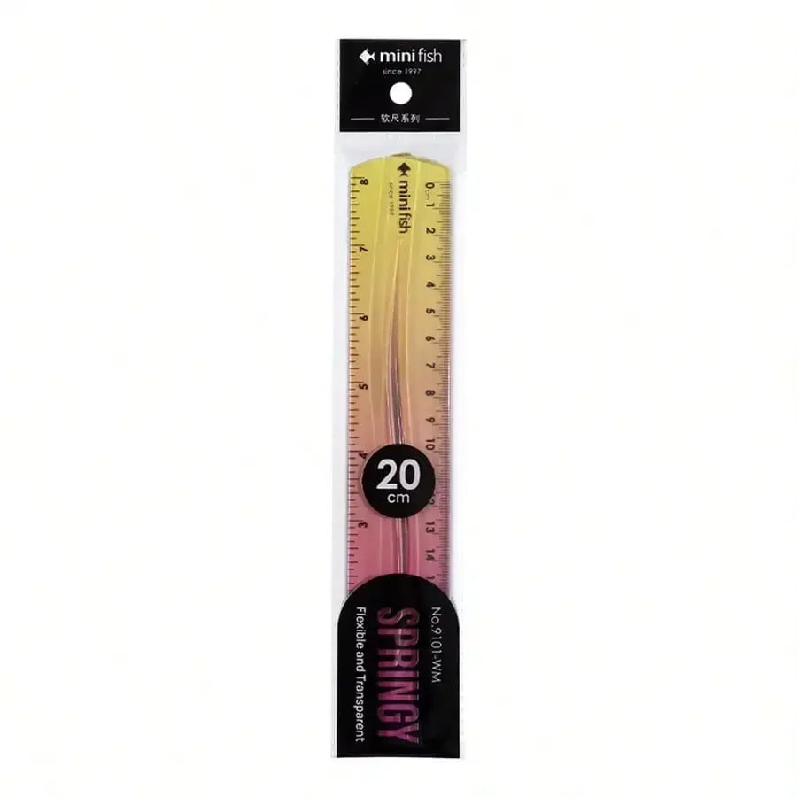 20cm/15cm Flexible Soft Ruler Gradient Rainbow Color Style Dual Unit Measurement in Cm and Inch  for Office Students School Use