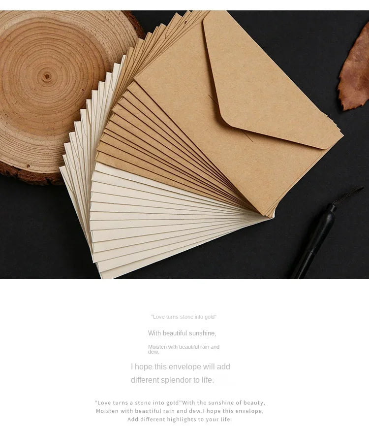 20/40/80PCS Classical White Black Kraft Blank Mini Paper Window Envelopes Wedding Invitation Envelope Gift Envelope