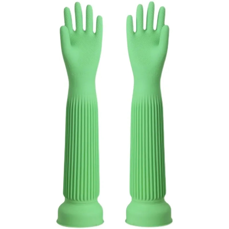 58cm Dish Washing Household Scrubbe Repeatable Kitchen Tool Waterproof Acid and Alkali Resistant Long Natural Latex Gloves
