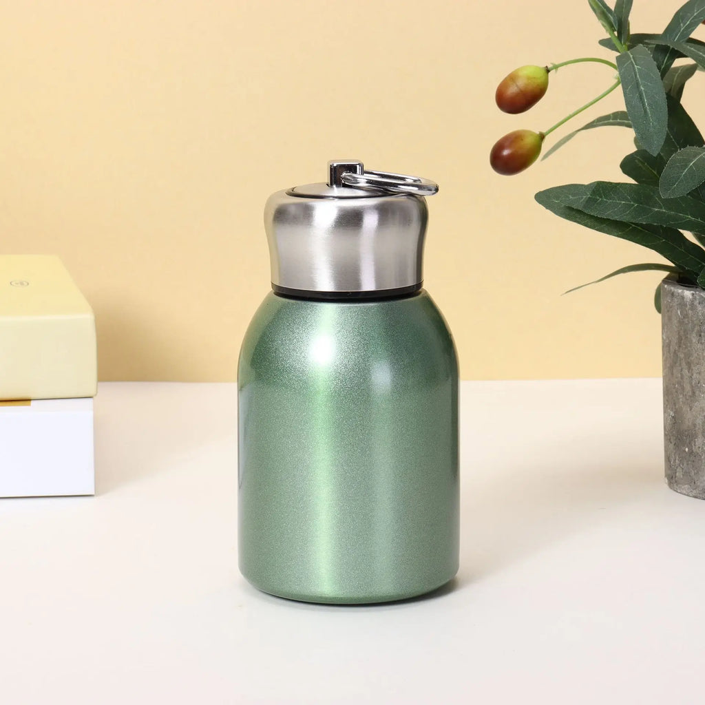 300ML Stainless Steel Vacuum Flask with Lifting Ring Mini Thermos Cup Car Insulated Cup Portable Travel Water Bottle Coffee Mug