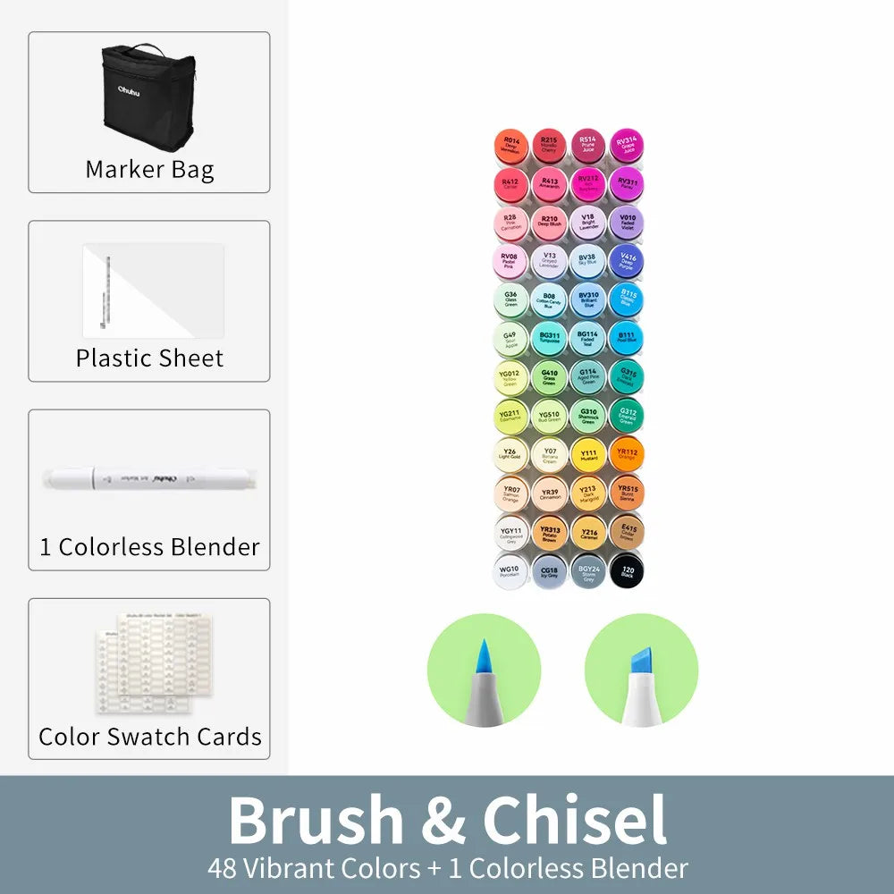 Ohuhu Honolulu Marker Pen Set Color Markers Alcohol Art Markers Refillable Dual Tips Sketching Drawing Manga School Art Supplies